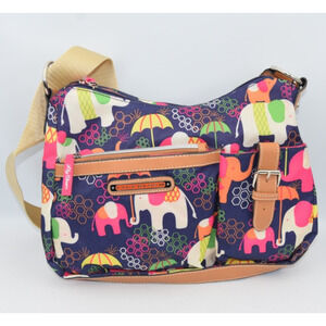Lilly Bloom Kathyrn Elephants Convertible Shoulder Crossbody Hobo Handbag NWOT